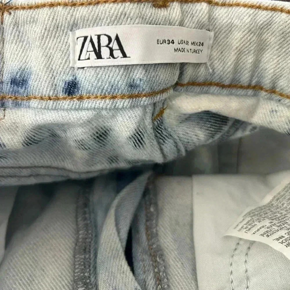 ZARA Bleached Tye Dye Festival Denim Jean Shorts Size 2 - Picture 3 of 7